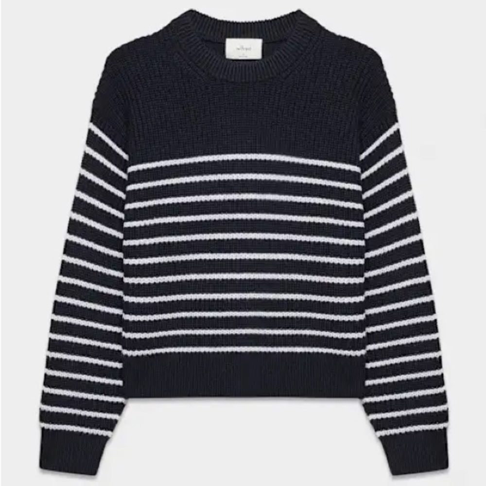 Aritzia Navy and White Striped Crewneck Sweater